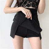 Side Slit Mini A-Line Skort Black