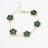 18K Gold Plated Flower Bracelet Green