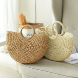 Handmade Straw Tote Bag Brown