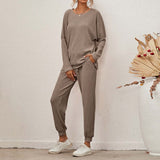 2-Piece Ribbed Loungewear Set Taupe