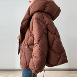 Short Diamond Down Puffer Coat Brown