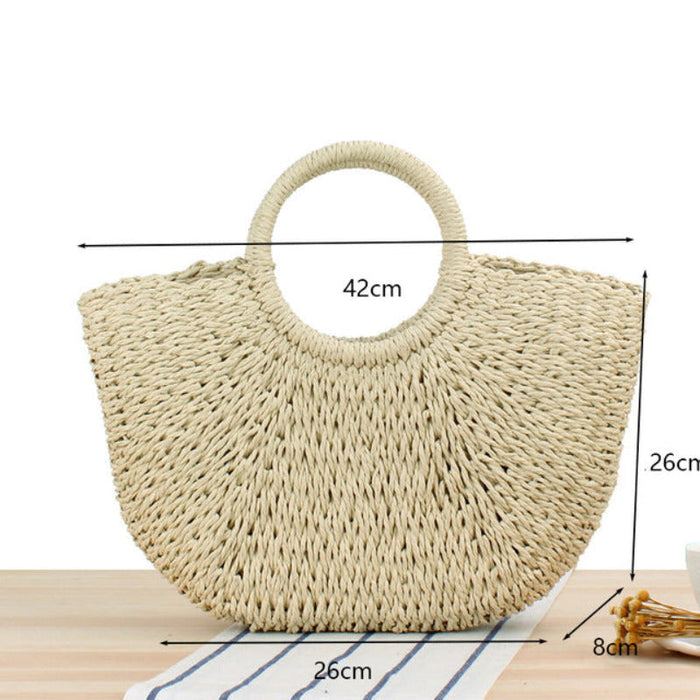 Handmade Straw Tote Bag Beige