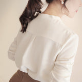 Long Sleeve Chiffon Blouse White