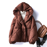 Short Diamond Down Puffer Coat Brown