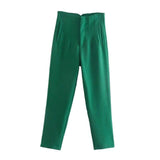 Chic Straight Leg Pants Dark Green