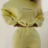 2-Piece Cropped Drawstring Hoodie and Sweatpants Set