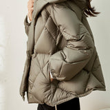 Short Diamond Down Puffer Coat Taupe