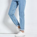 Full Length High Waist Boyfriend Jeans Light Blue