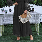 Off Shoulder Flared Long Sleeve Boho Maxi Dress Black