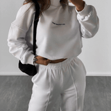 2-Piece Cropped Drawstring Hoodie and Sweatpants Set