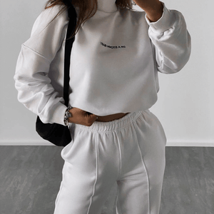 2-Piece Cropped Drawstring Hoodie and Sweatpants Set