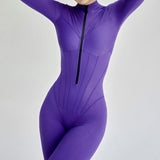 Sleek Zipper Jumpsuit Purple