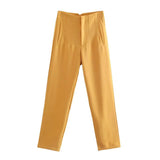 Chic Straight Leg Pants Yellow