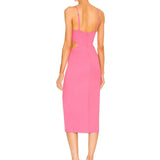 Spaghetti Strap Cut Out Midi Dress Pink