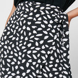 Polka Dot Wrap Maxi Skirt Black