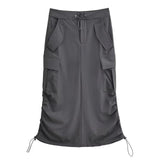 Double Drawstring Pocket Dark Gray