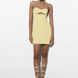 Sleeveless Ruched Hollow Dress Yellow