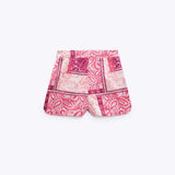 Bandana Print Bermuda Shorts Pink