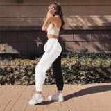 Two-Tone High Waisted Sweatpants Black/White