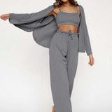 3-Piece Loungewear Set Gray