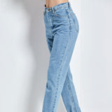 Full Length High Waist Boyfriend Jeans Light Blue