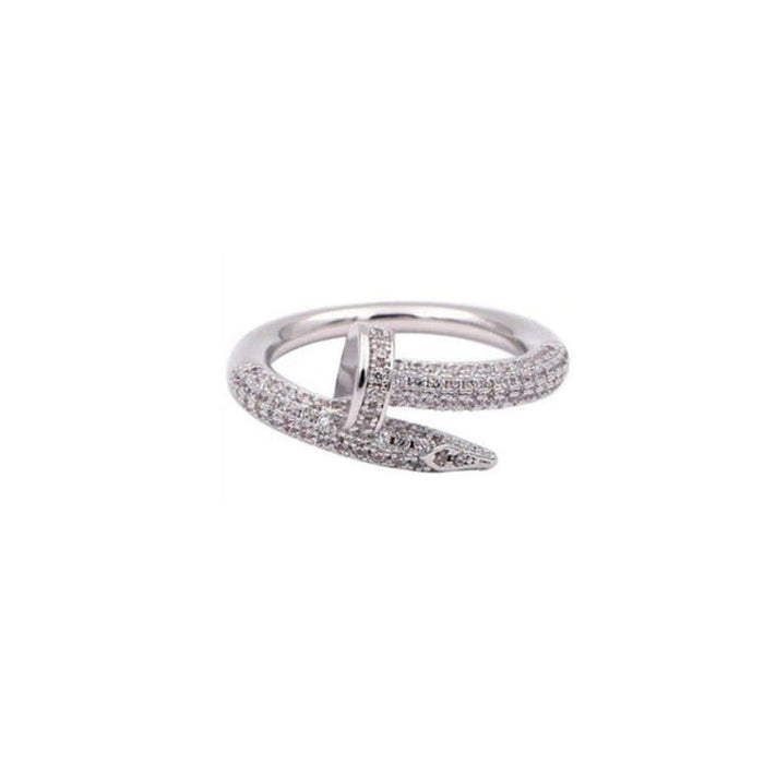 Resizable Pave Nail Ring Silver