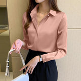 Satin Silk Blouse Top Pink