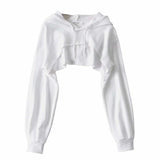 Crop Cut Out Basic Hoodie White