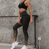 Glitter Push Up Fitness Leggings Black