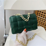 Quilted Square Crossbody Handbag Dark Green