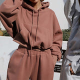 2-Piece Solid Hoodie & Sweatpants Set