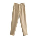 Chic Straight Leg Pants Khaki