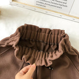 Elastic Thick Warm Woolen Shorts Brown