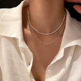 Thin Sparkling Chain Choker Double Chain