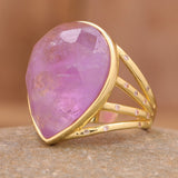 Resizable Teardrop Stone Ring Amethyst