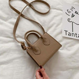 Basic Mini Tote Crossbody Handbag Taupe