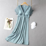 Satin Long Sleepwear Dress Green