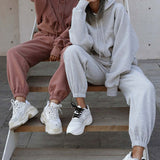 2-Piece Solid Hoodie & Sweatpants Set