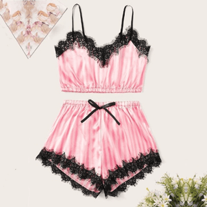 2-Piece Scrunched Satin Sleepwear Set Light Pink