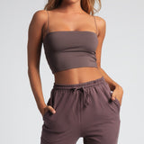 Minimalistic Cami Crop Top Brown