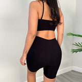 Cut Out Spaghetti Strap Romper Black