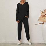 2-Piece Ribbed Loungewear Set Black