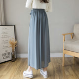 Pleated Chiffon High Waist Pants Blue