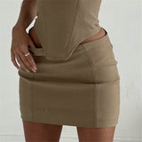 Corset Top and Skirt Matching Set Khaki