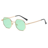 Metal Polygon Sunglassess Green