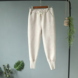 Suede Harem Trouser Pants Beige