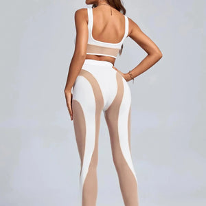 Sheer Mesh See Through Bodycon Leggings Matching Set White