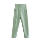 Chic Straight Leg Pants Light Green