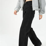 High Waist Straight Leg Baggy Jeans Black