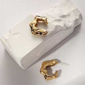 Liquid Open Hoop Earrings Gold